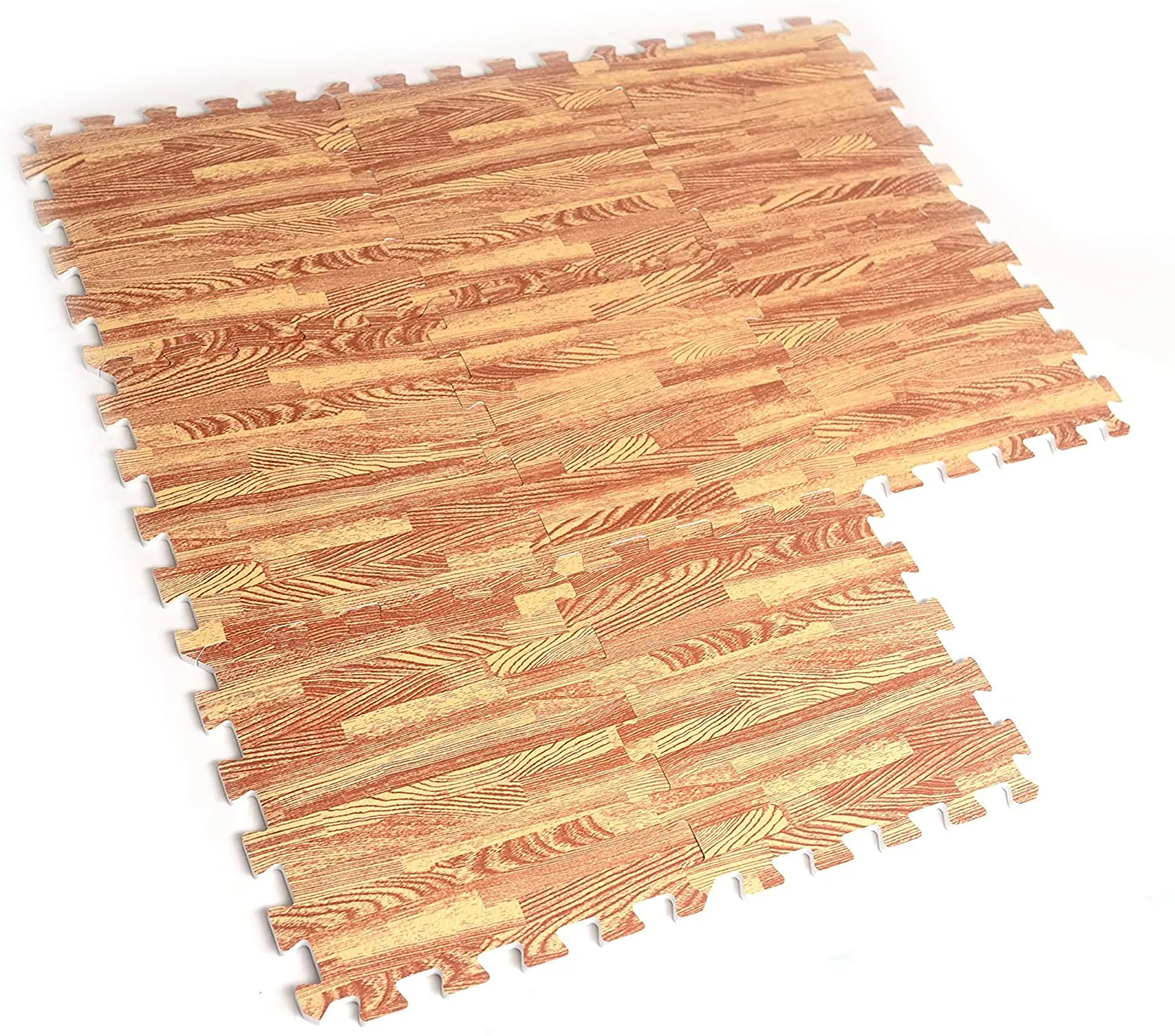 Deke Home Interlocking Gym Foam mats - 8 pcs, 12x12, 10mm Thick Wooden Printing Foam mat Flooring. Puzzle Floor Mat - Rubber Floor Tiles Wood Grain, Garage, Dance, Kids, Workout, Exercise Foam Mat