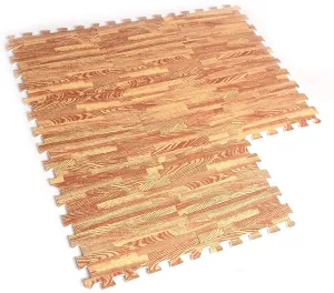 Deke Home Interlocking Gym Foam mats - 8 pcs, 12x12, 10mm Thick Wooden Printing Foam mat Flooring. Puzzle Floor Mat - Rubber Floor Tiles Wood Grain, Garage, Dance, Kids, Workout, Exercise Foam Mat
