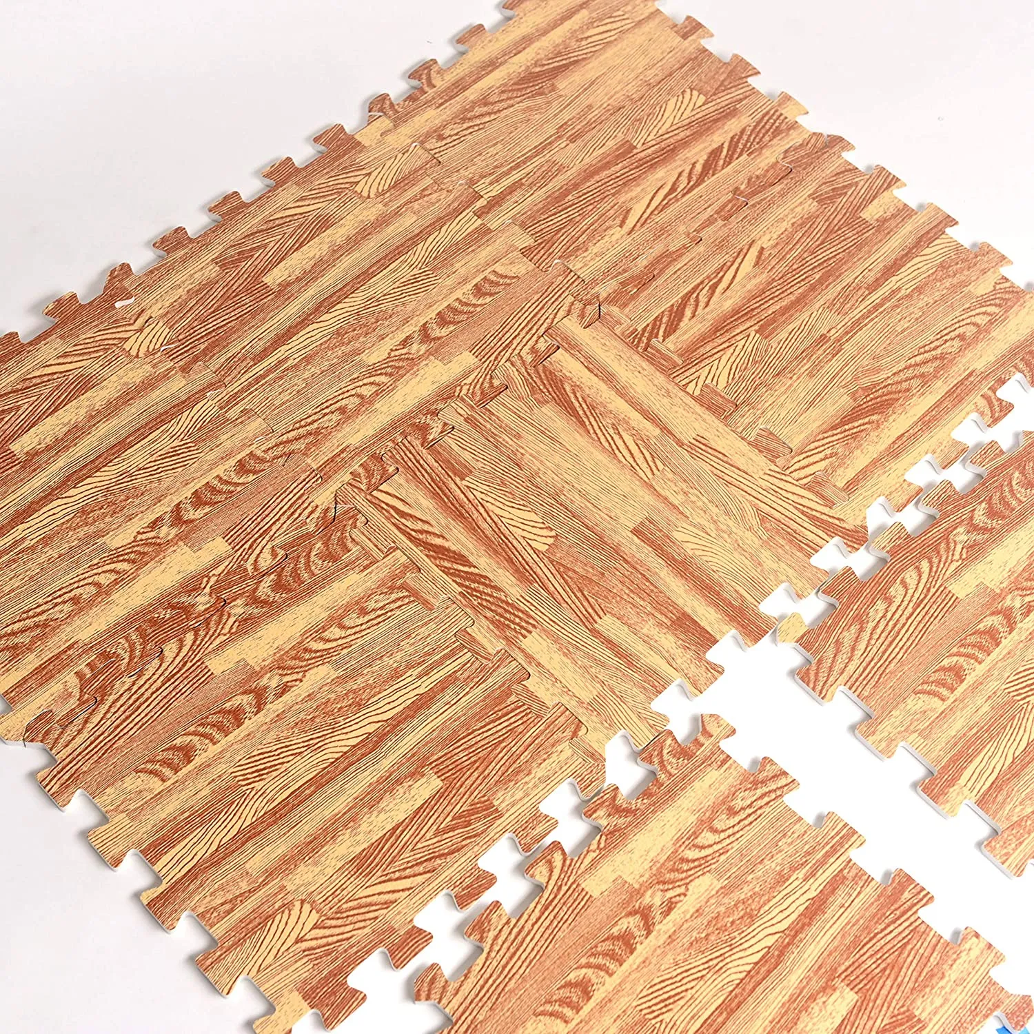Deke Home Interlocking Gym Foam mats - 8 pcs, 12x12, 10mm Thick Wooden Printing Foam mat Flooring. Puzzle Floor Mat - Rubber Floor Tiles Wood Grain, Garage, Dance, Kids, Workout, Exercise Foam Mat