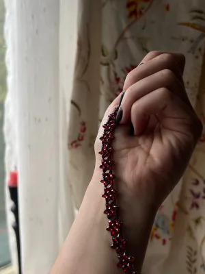 Delightful Bohemian Garnet Forget-Me-Not Bracelet