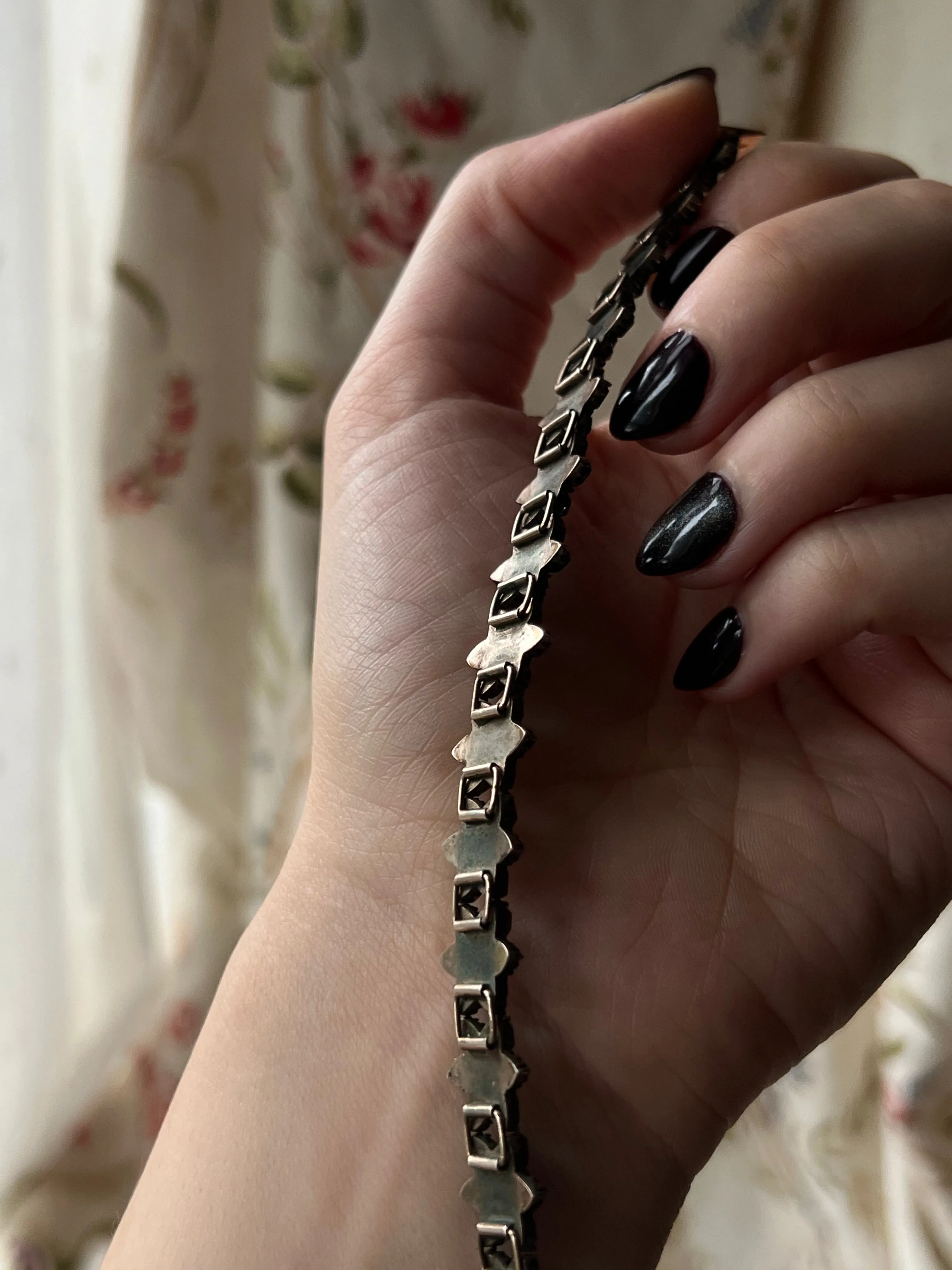 Delightful Bohemian Garnet Forget-Me-Not Bracelet