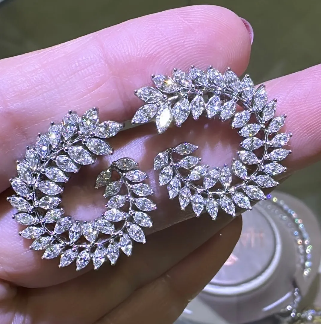 Diamond Marquise-cut Statement Earrings 3.66ct tw
