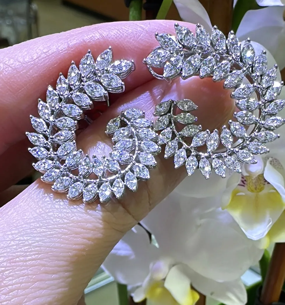 Diamond Marquise-cut Statement Earrings 3.66ct tw