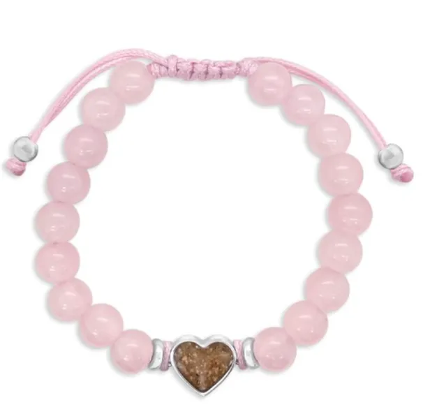 Dune Jewelry Beaded Bracelet Adjustable - Heart - Rose Quartz