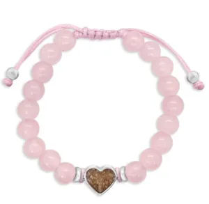 Dune Jewelry Beaded Bracelet Adjustable - Heart - Rose Quartz