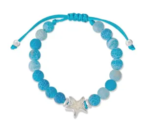 Dune Jewelry Beaded Bracelet Adjustable - Starfish - Weathered Agate