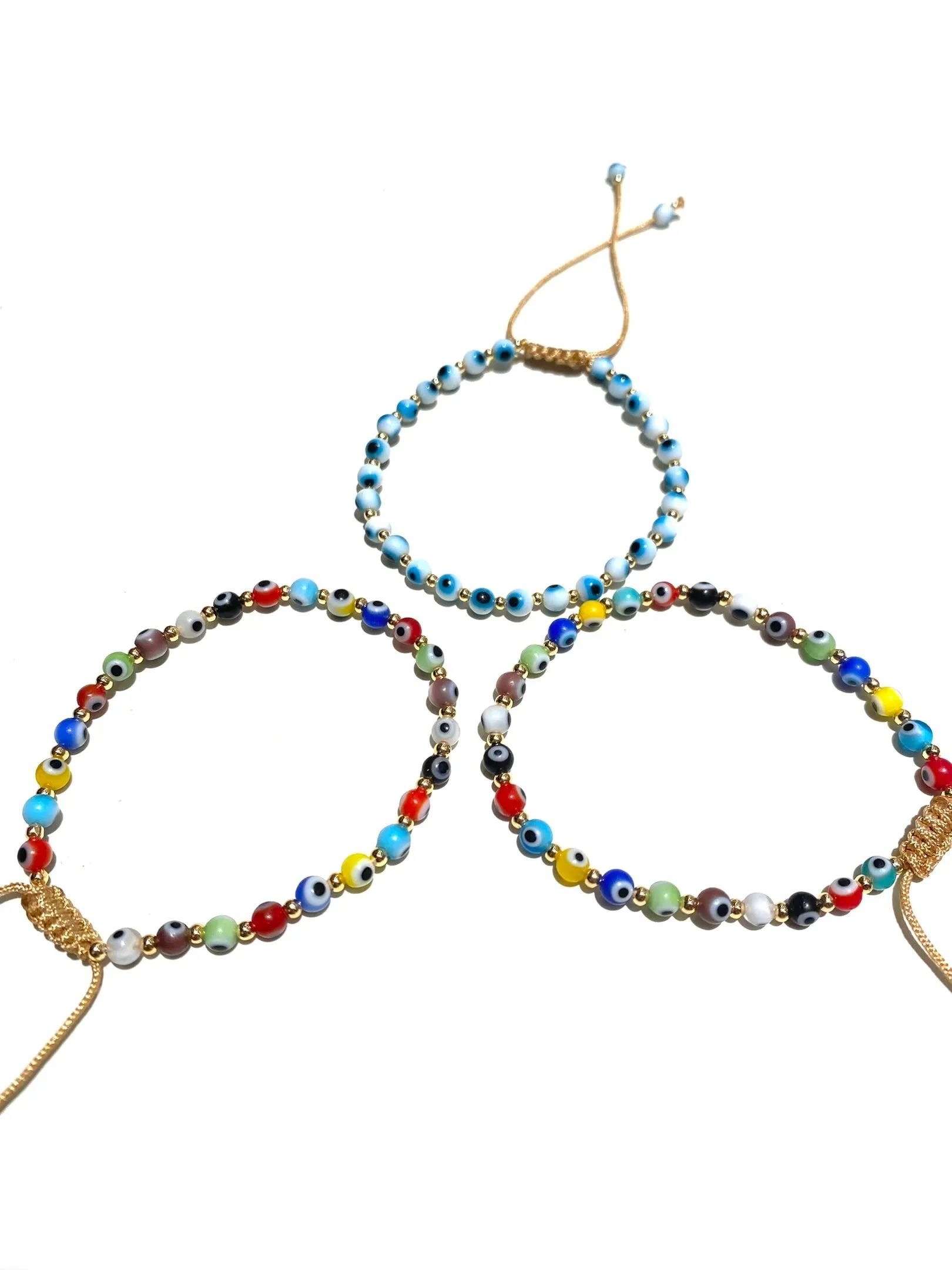 E-HC DESIGNS- 4mm Rounded Evil Eye Adjustable Bracelet