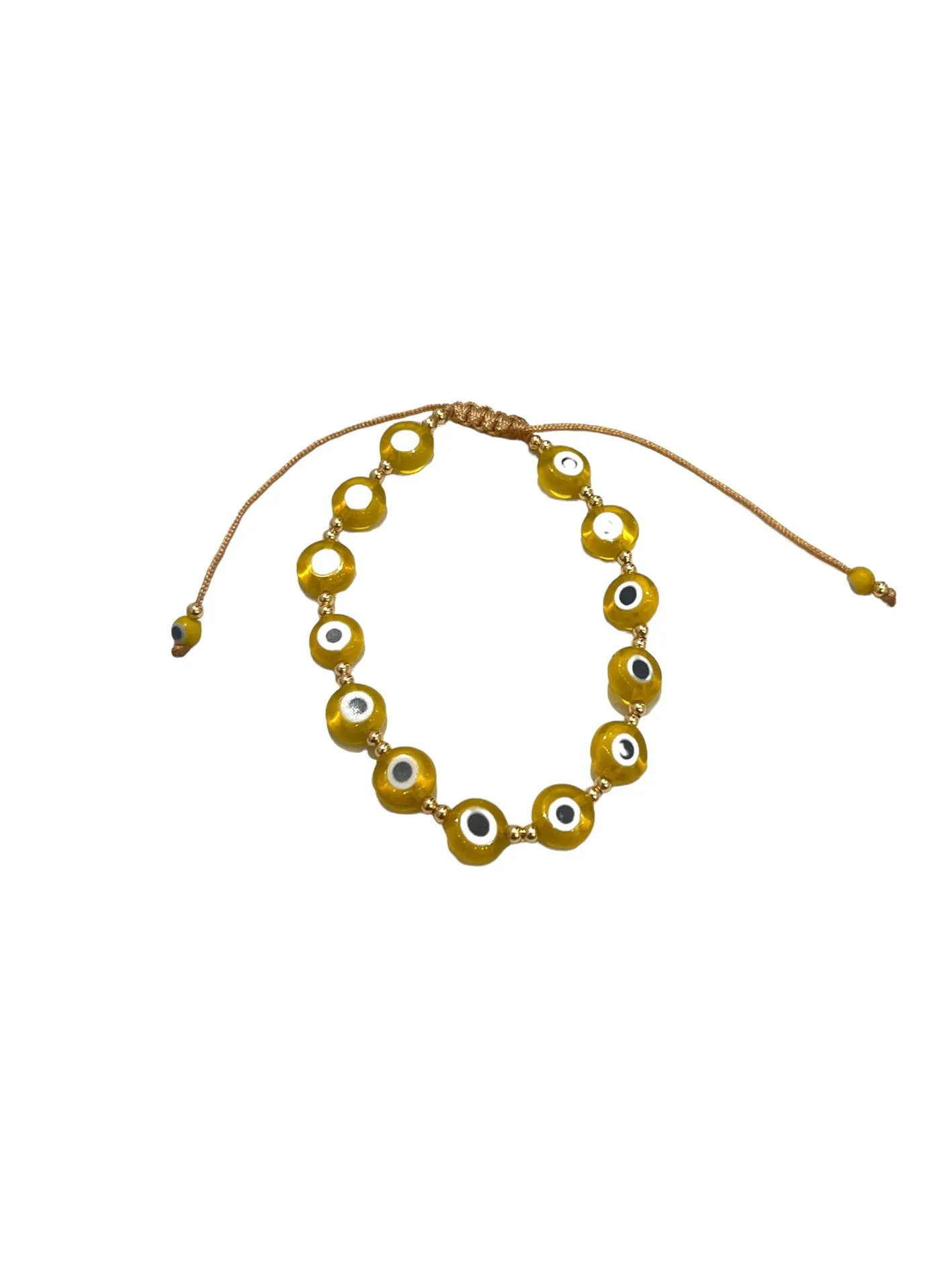 E-HC DESIGNS- Flat Evil Eye Adjustable Bracelet (more colors available)