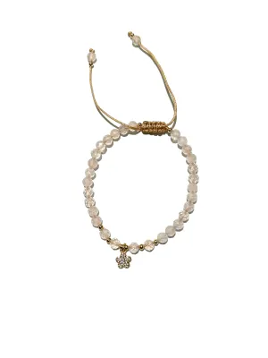 E-HC DESIGNS- Shiny Flower Pendant Stone Adjustable Bracelet (different stones available)