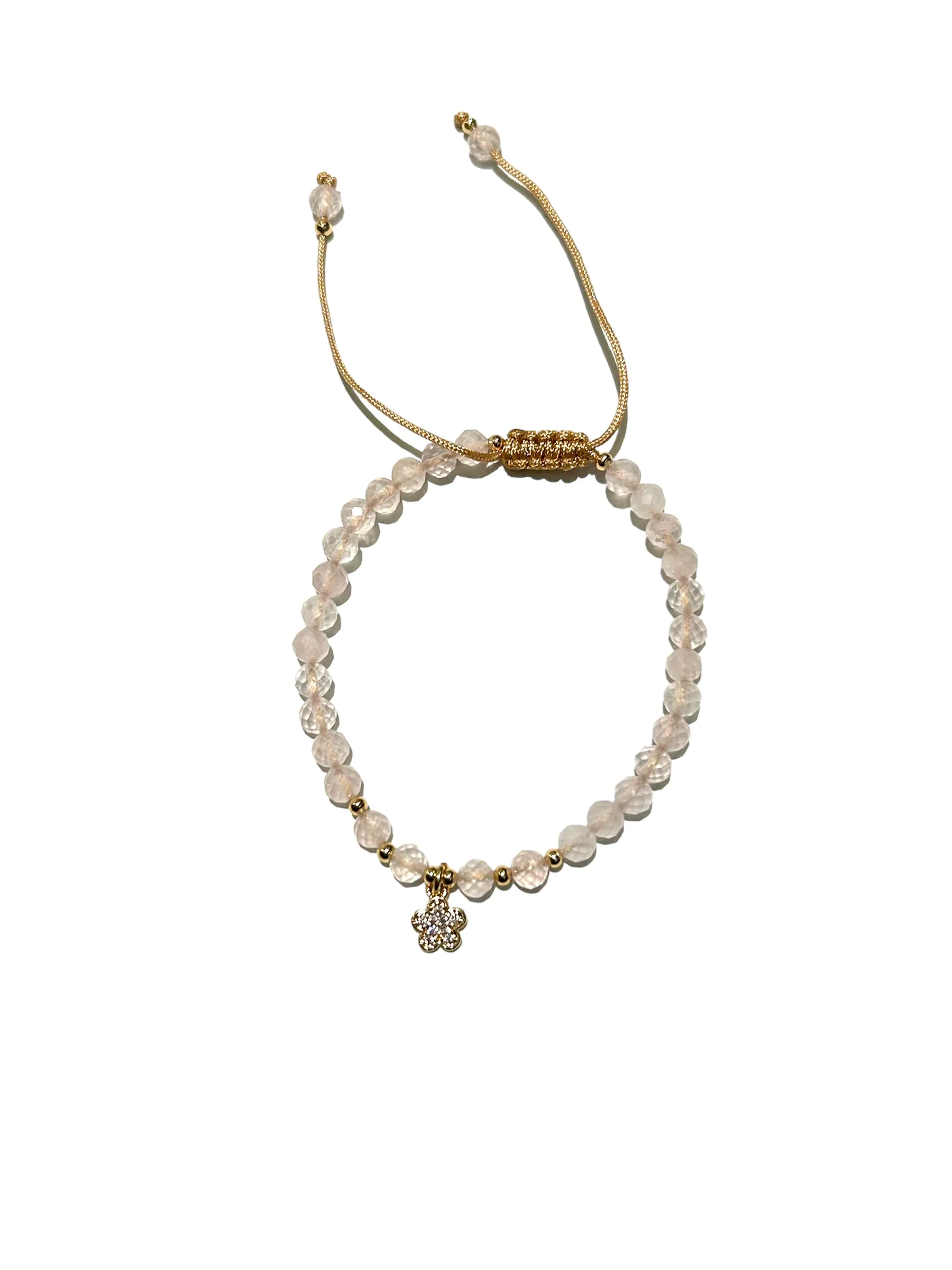 E-HC DESIGNS- Shiny Flower Pendant Stone Adjustable Bracelet (different stones available)