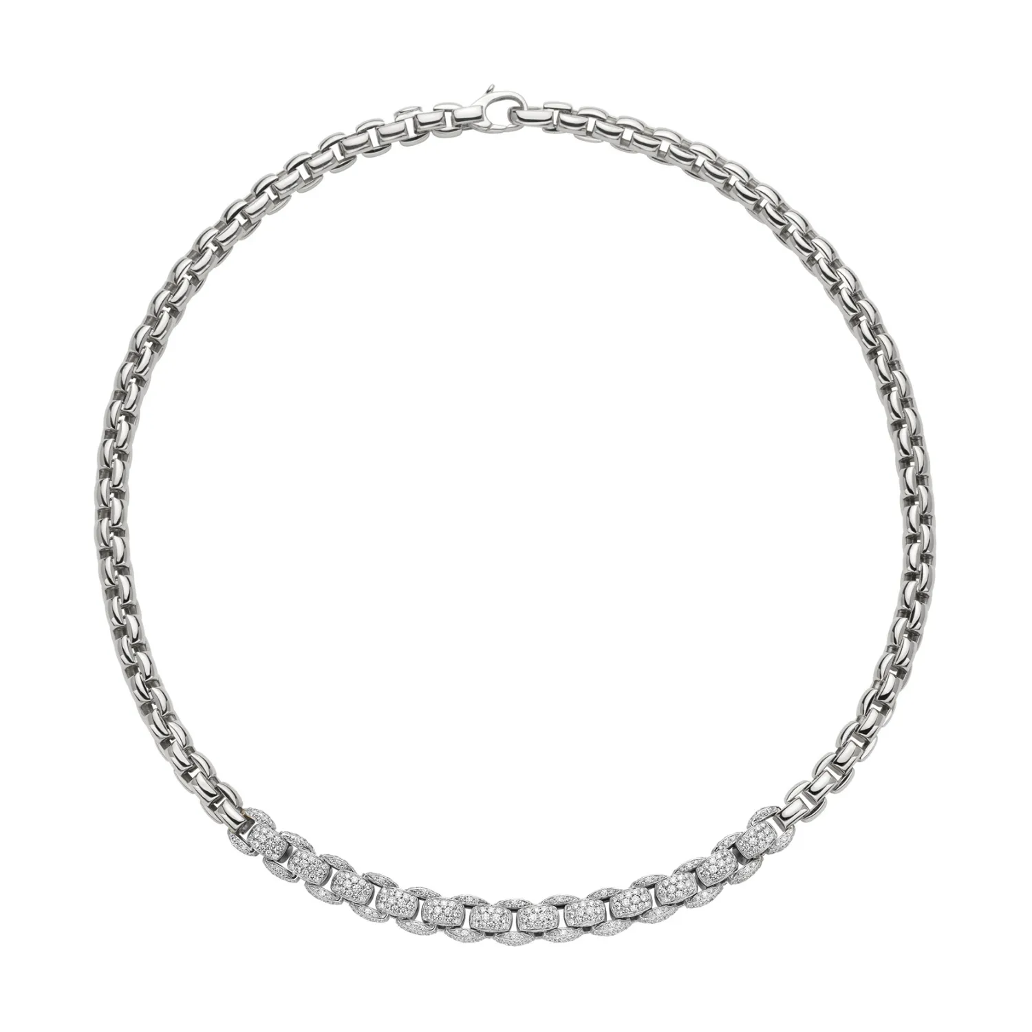 Eka 18K White Gold Diamond Mialuce Long Chain Necklace