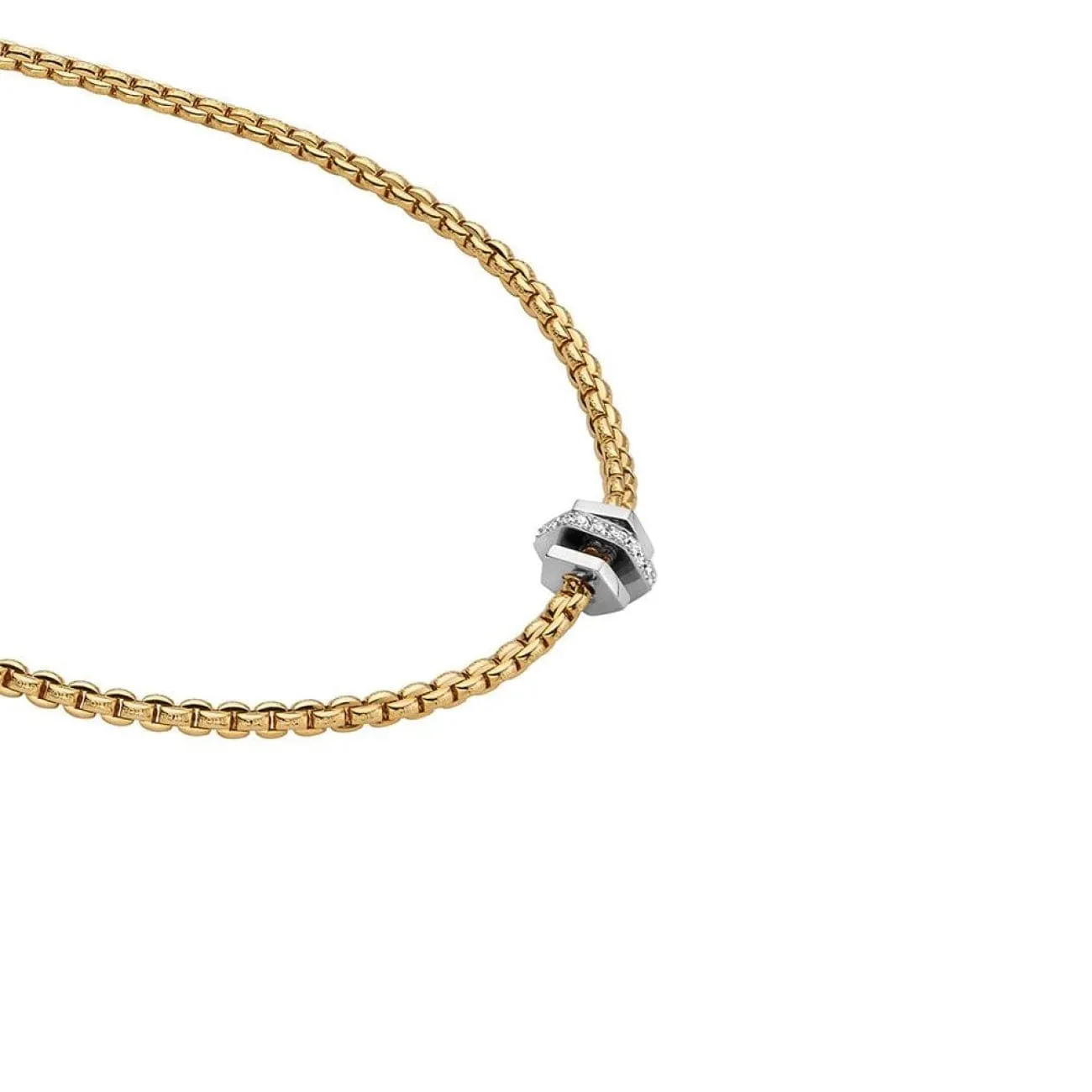 Eka Triple Diamond Rondel 18K Yellow Gold Necklace