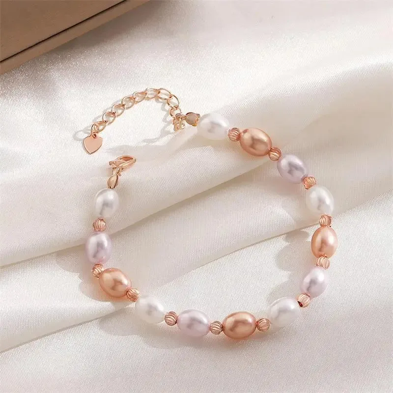 Elastic White Pearl Beads Bracelet for Women