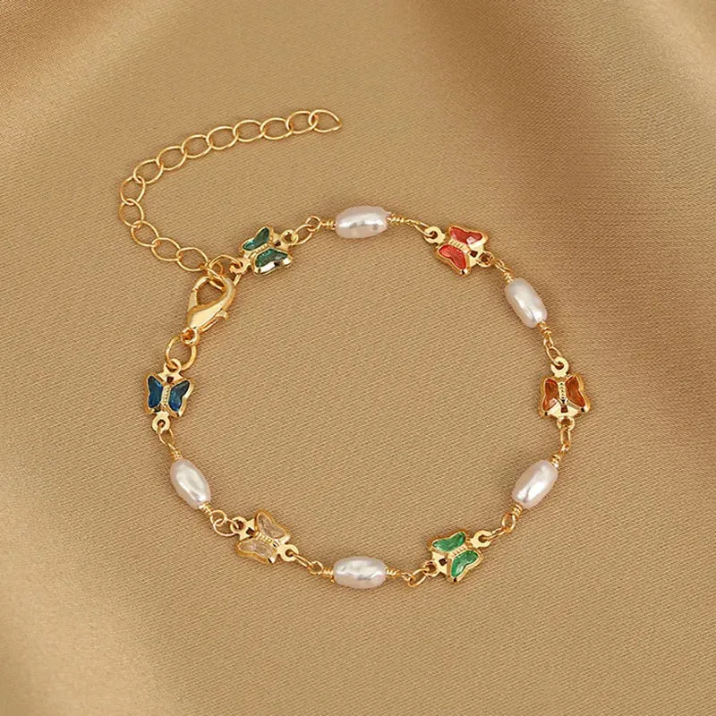 Elastic White Pearl Beads Bracelet for Women