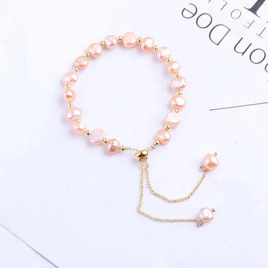 Elastic White Pearl Beads Bracelet for Women
