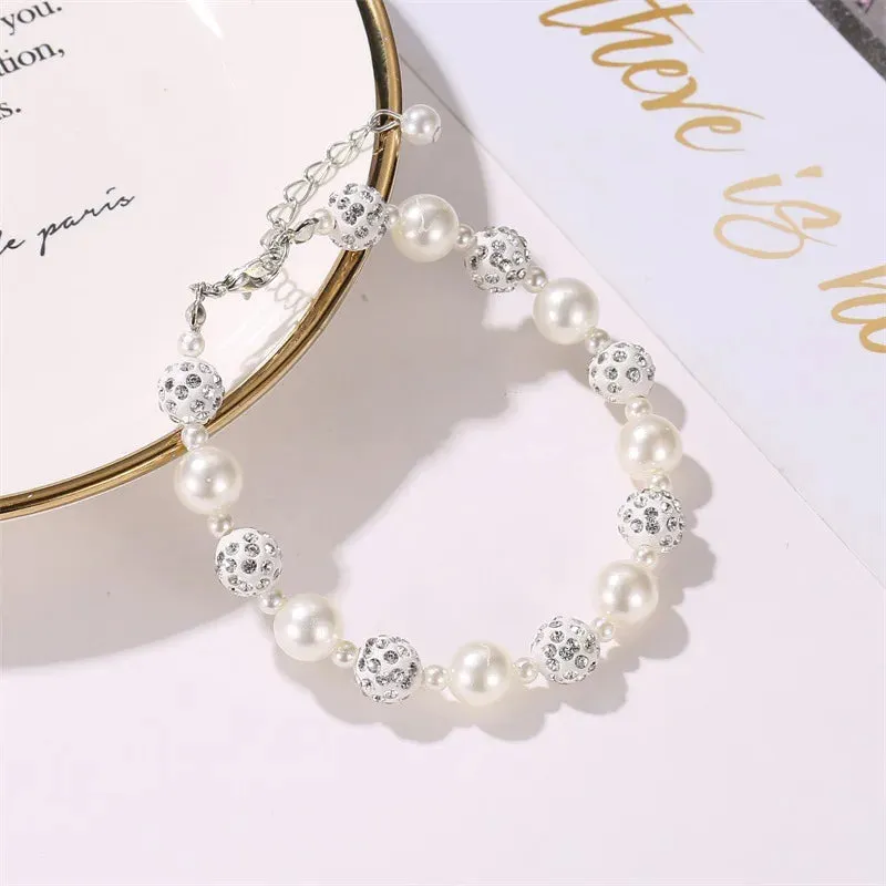 Elastic White Pearl Beads Bracelet for Women
