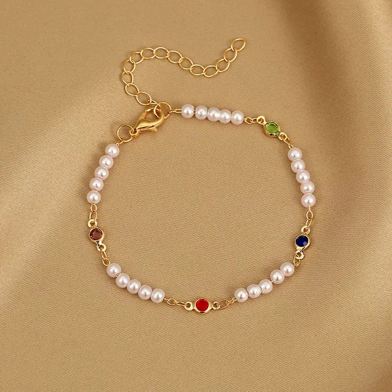 Elastic White Pearl Beads Bracelet for Women