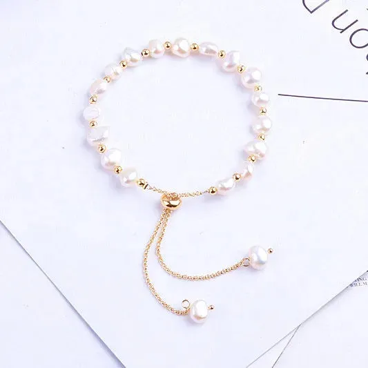 Elastic White Pearl Beads Bracelet for Women