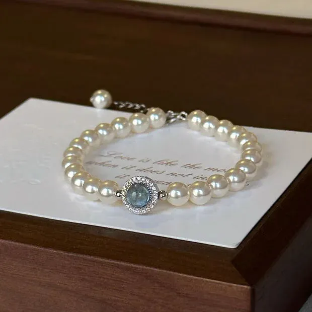 Elastic White Pearl Beads Bracelet for Women