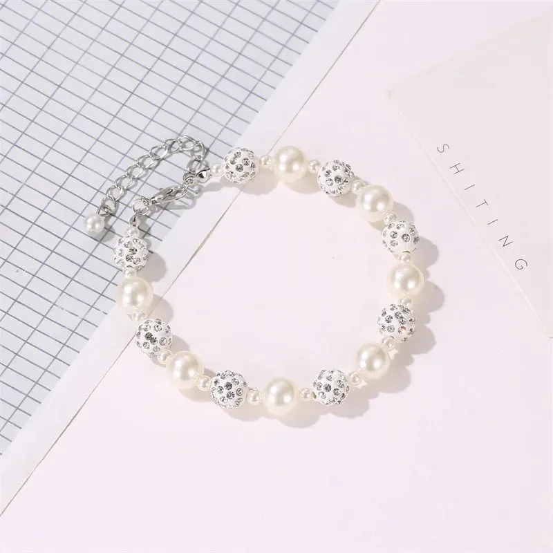 Elastic White Pearl Beads Bracelet for Women