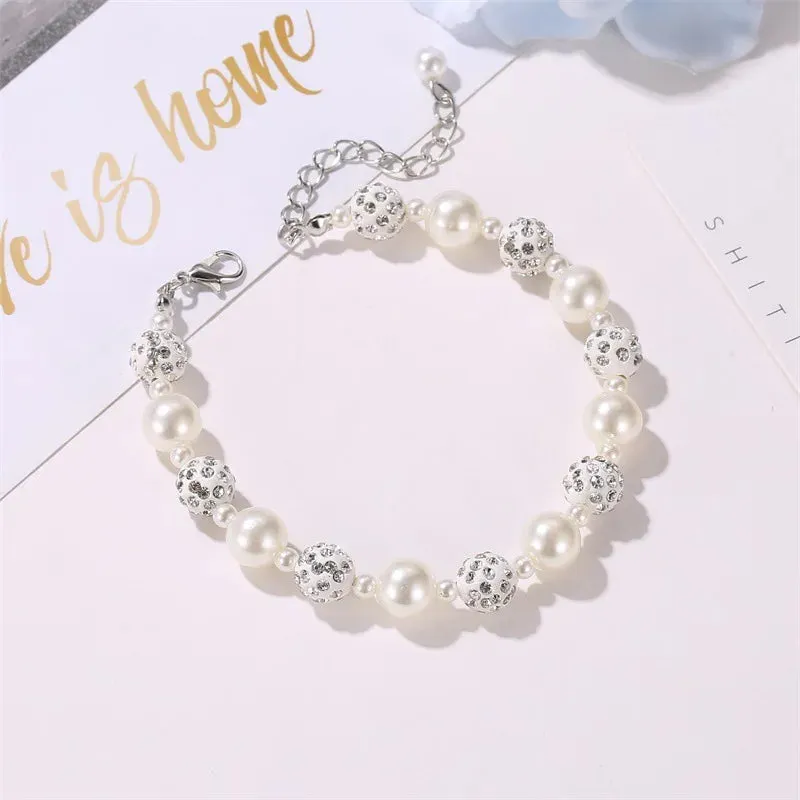 Elastic White Pearl Beads Bracelet for Women