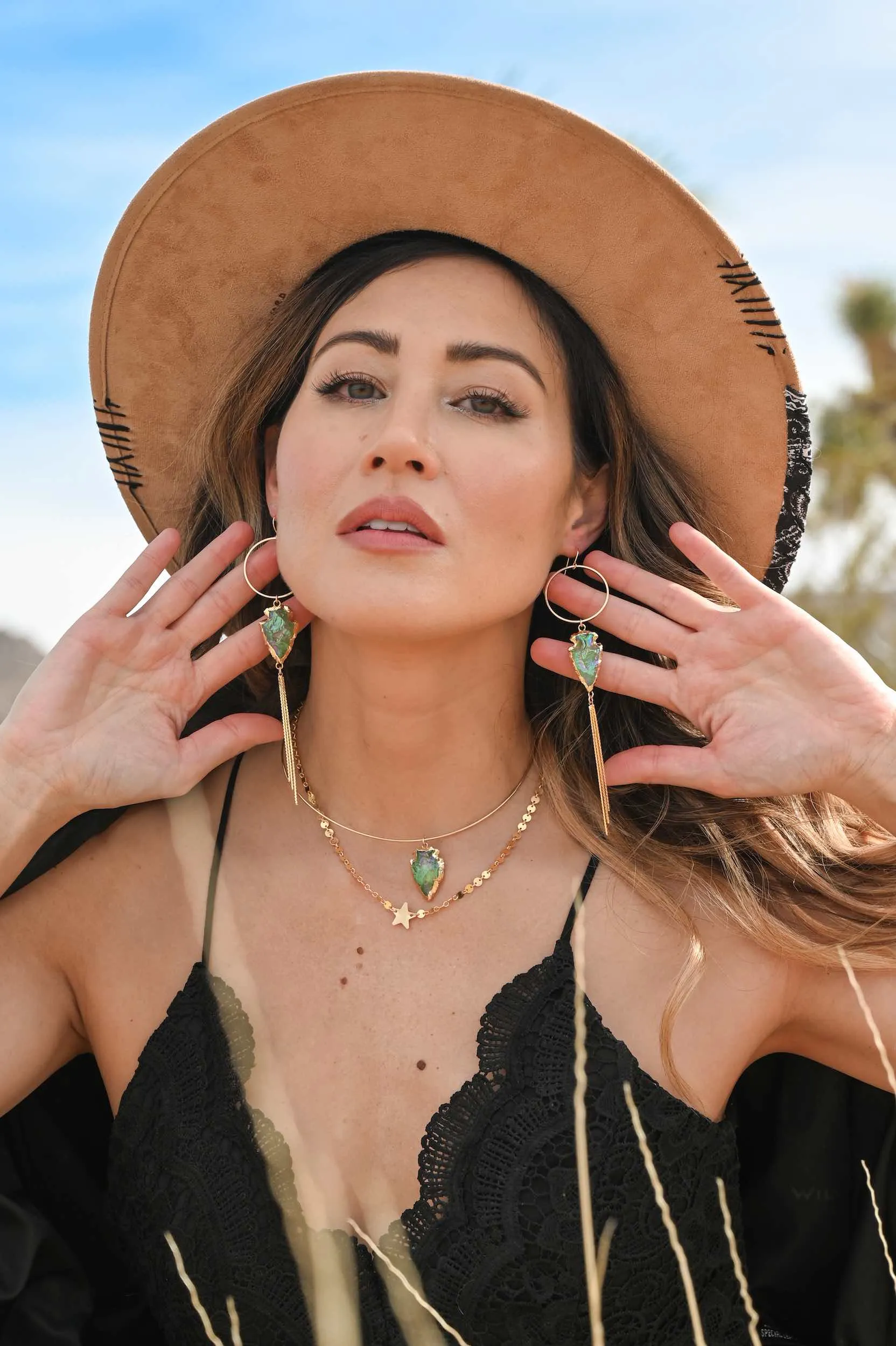 Electric Woman Green Aura Quartz Earrings