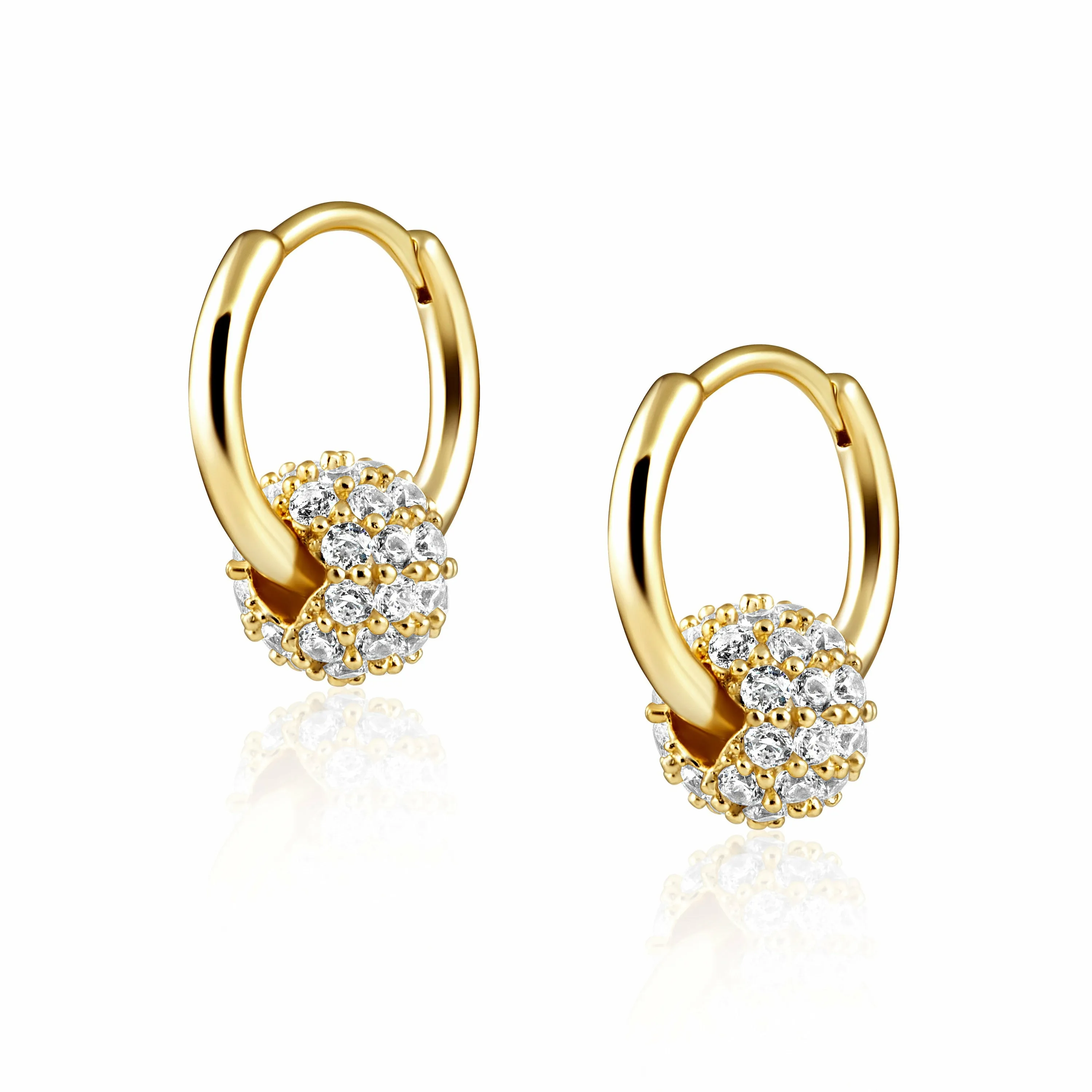 Elegant Claire Huggies with Cubic Zirconia - Water & Tarnish Resistant, 18k Gold Plated Stainless Steel - Perfect Everyday Jewelry