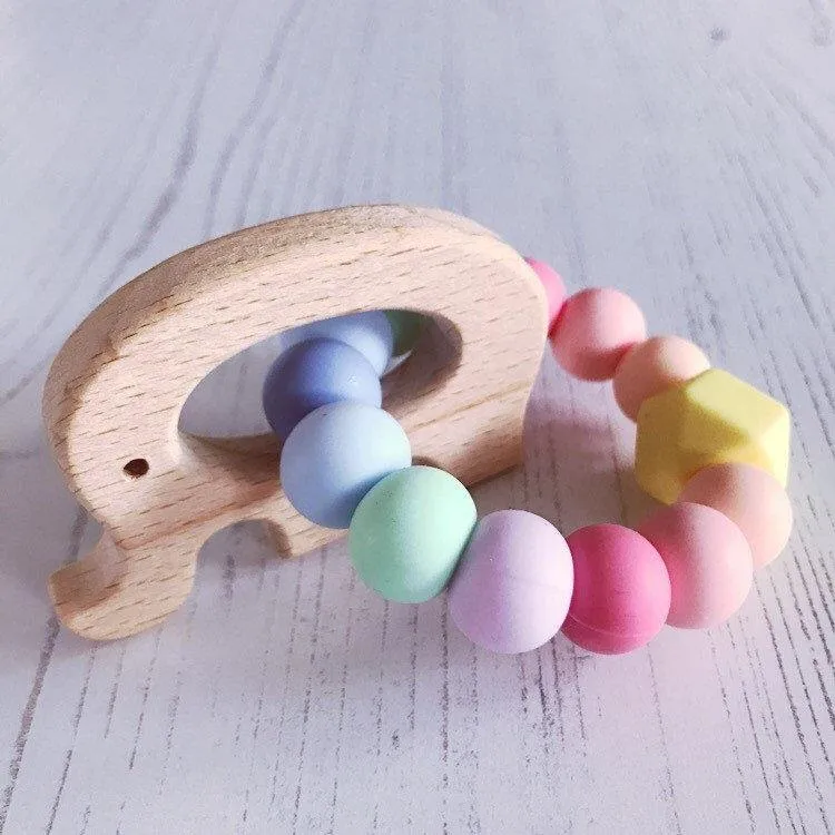 Elephant Mini Teething Ring - Pastel Rainbow