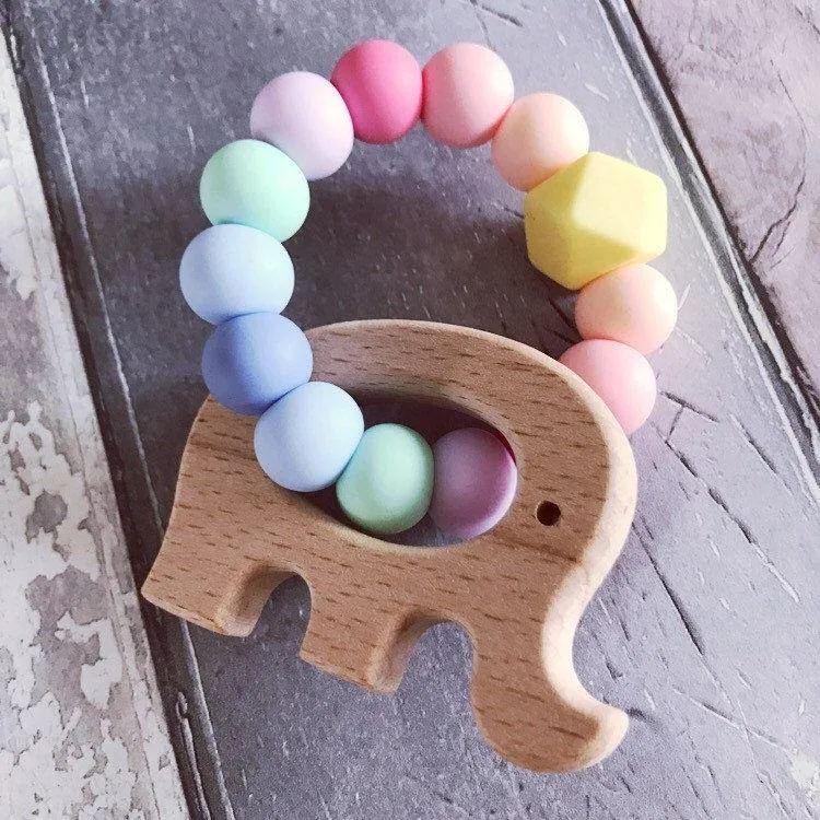 Elephant Mini Teething Ring - Pastel Rainbow