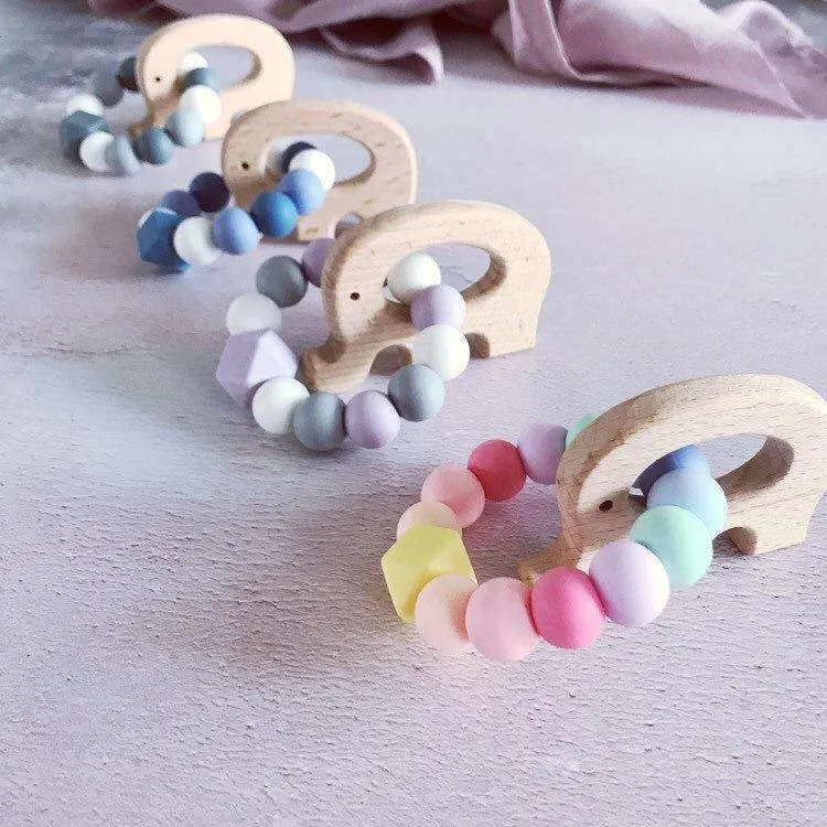 Elephant Mini Teething Ring - Pastel Rainbow
