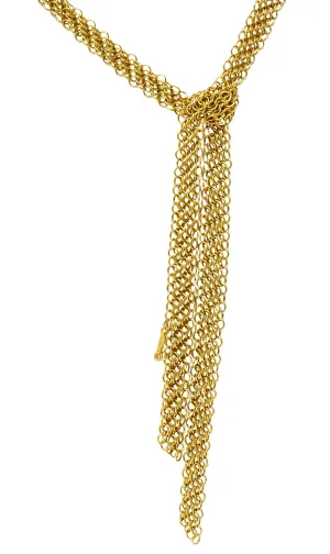 Elsa Peretti Tiffany & Co. 18 Karat Gold Mesh Scarf Chain Necklace