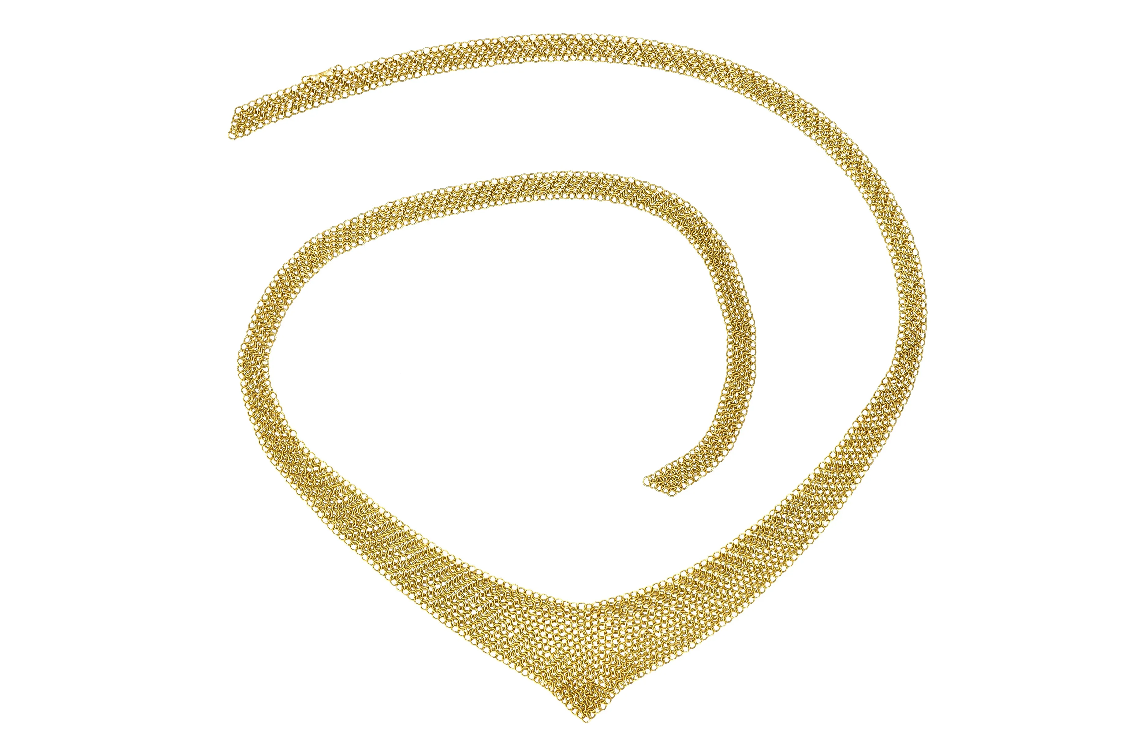 Elsa Peretti Tiffany & Co. 18 Karat Gold Mesh Scarf Chain Necklace
