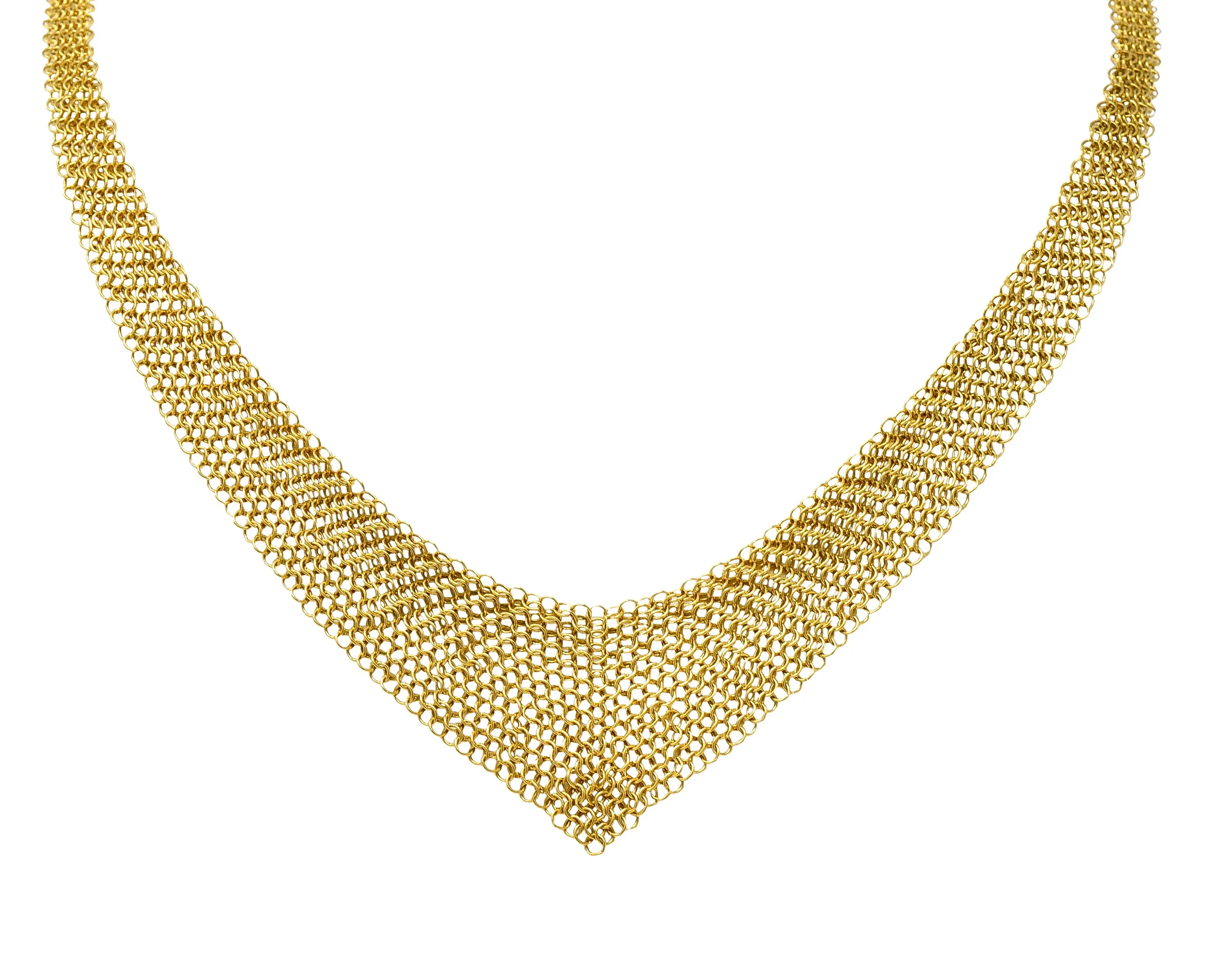 Elsa Peretti Tiffany & Co. 18 Karat Gold Mesh Scarf Chain Necklace