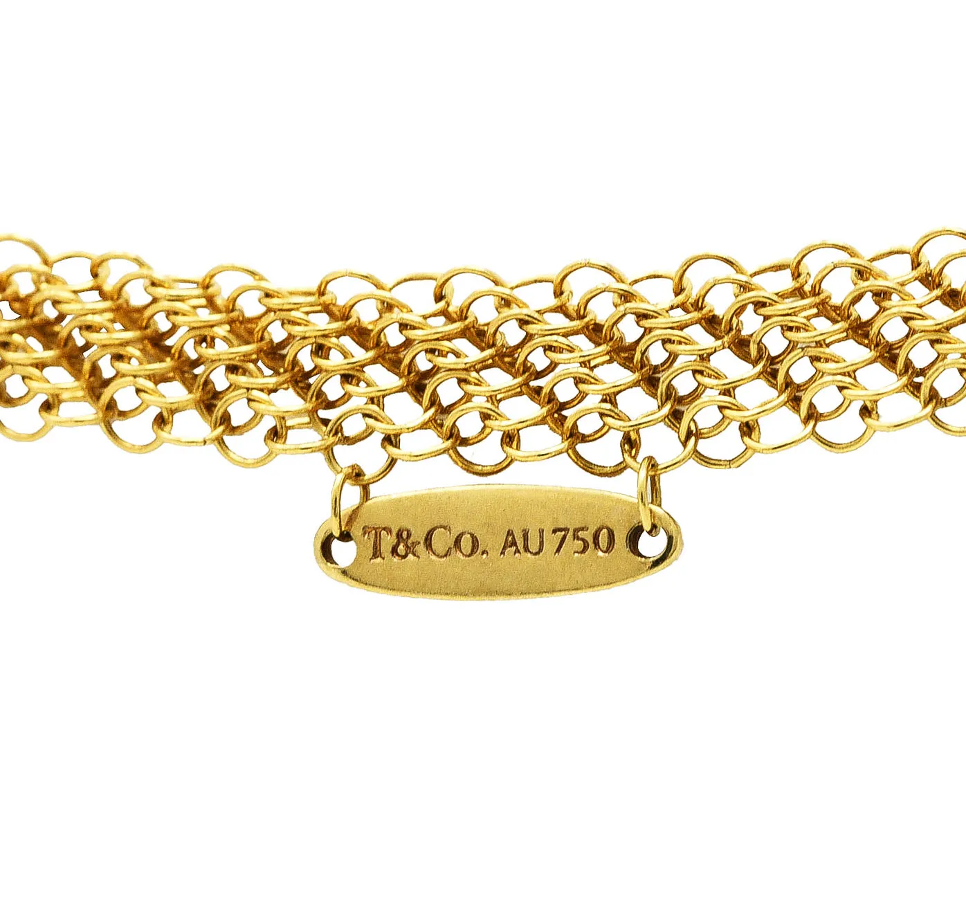 Elsa Peretti Tiffany & Co. 18 Karat Yellow Gold Mesh Eternity Necklace