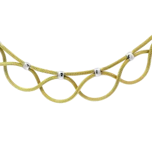 Estate 14k Yellow Gold Woven Mesh Multi-Strand Collar Necklace