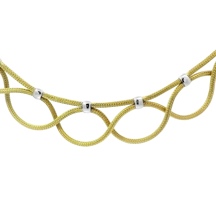 Estate 14k Yellow Gold Woven Mesh Multi-Strand Collar Necklace