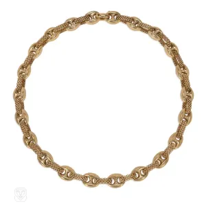 Estate gold mesh and anchor link necklace