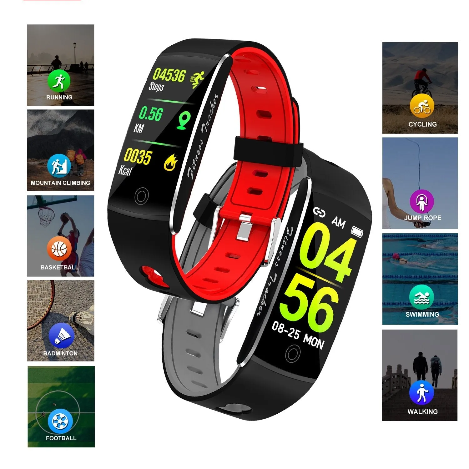 F10Ta Temperature Smart Band Men Women Smart Bracelet Fitness Tracker IP67 Waterpfoof Smartwatch For Android IOS Smartband Bluetooth Wristband Smart Wrist Band