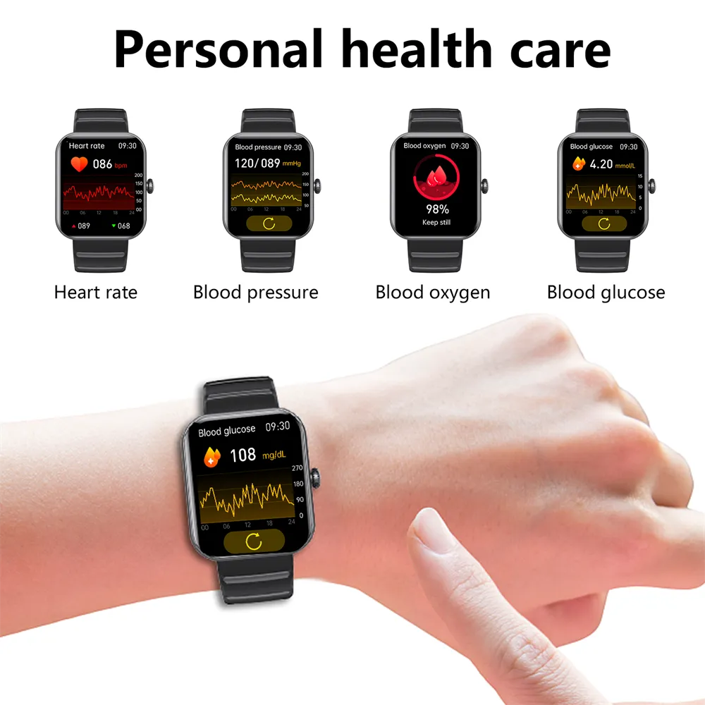 F21Pro Blood Sugar Monitor Watch Painless Non-invasive Blood Glucose Smart Watch Bluetooth Fashion  Sports Watch for Men Women