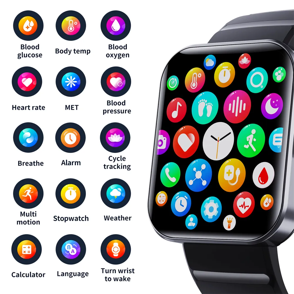 F21Pro Blood Sugar Monitor Watch Painless Non-invasive Blood Glucose Smart Watch Bluetooth Fashion  Sports Watch for Men Women