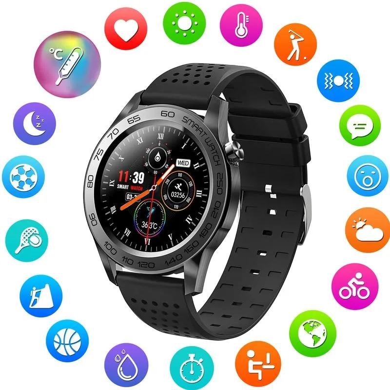 F22U Heart Rate Blood Pressure Blood Oxygen Temperature Sleep Monitoring  GPS Tracker Smart Watch Men Women IP68 Waterproof Fitness Tracker Full Touch Smart Watch