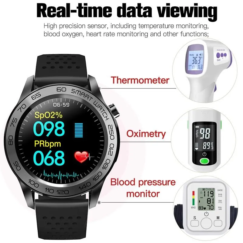 F22U Heart Rate Blood Pressure Blood Oxygen Temperature Sleep Monitoring  GPS Tracker Smart Watch Men Women IP68 Waterproof Fitness Tracker Full Touch Smart Watch