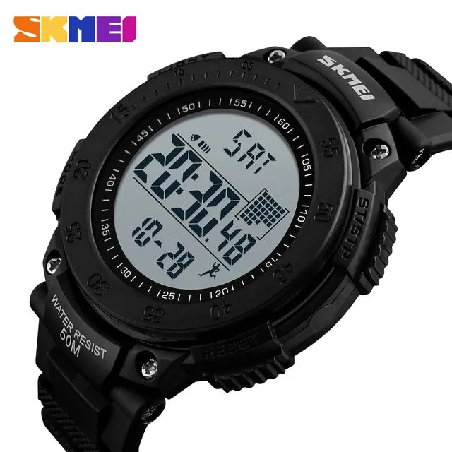 Fashion Relogio Masculino Watches Men Outdoor Sports Watch Fashion Waterproof  Digit Wristwatch Pedometer Timekeeping Mens Clock