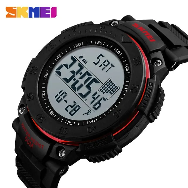 Fashion Relogio Masculino Watches Men Outdoor Sports Watch Fashion Waterproof  Digit Wristwatch Pedometer Timekeeping Mens Clock