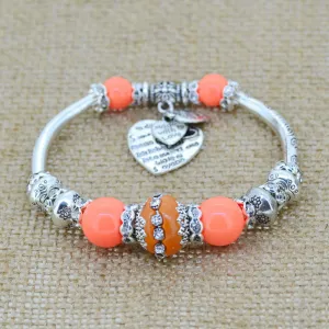 Fashion serling silver jewelry love heart charm bangles & bracelets glass beads strand bracelets for women fine jewelry