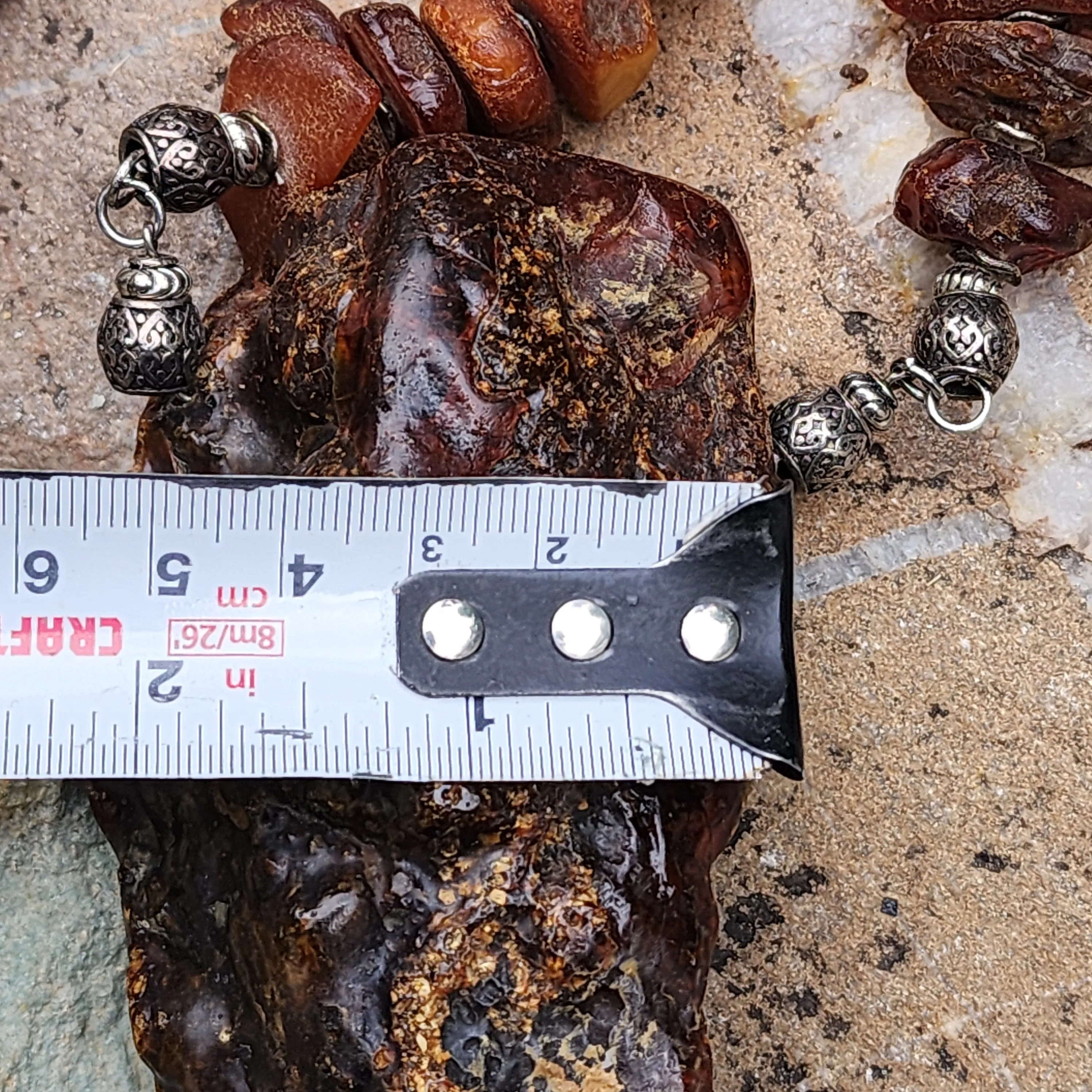 Feeling Groovy / Designer Jewelry Raw Amber Nugget Pendant Hypoallergenic Black Leather Necklace Natural Amber Gift for Momen