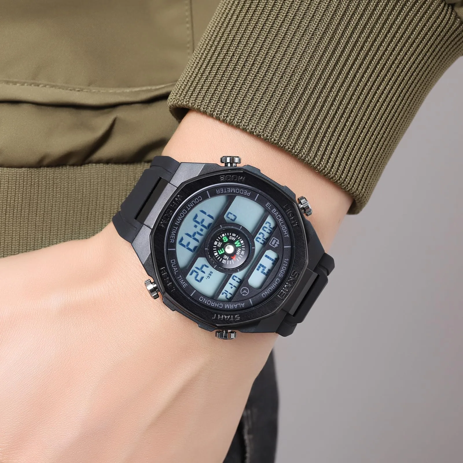 Findtime Pedometer Watch, Digital Steps Calorie Counter Without Bluetooth No App Required No Phone Needed Fitness Tracker