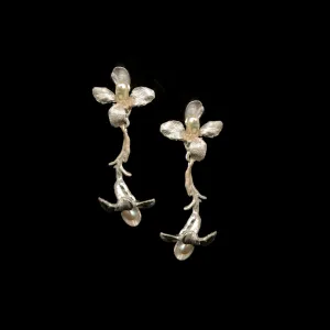 Fine Wildflower Silver Drop Post Earrings