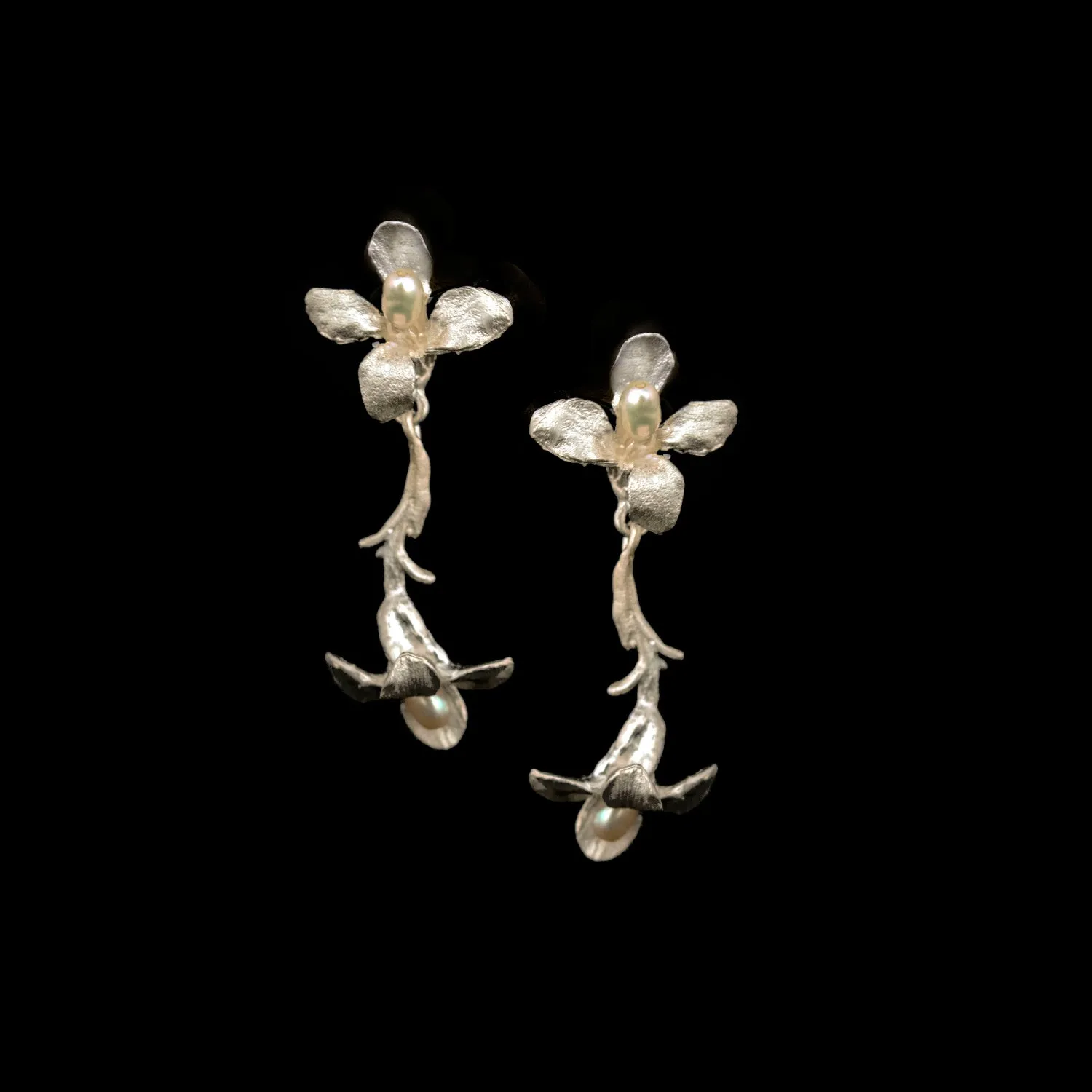 Fine Wildflower Silver Drop Post Earrings