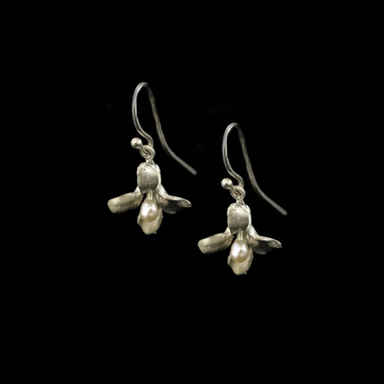 Fine Wildflower Silver Drop Wire Earrings